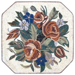 Яркие цветы, картина из мозаики