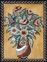 Mixed Flowers on Gold Mosaic