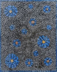 Mosaik Blumen Schwarz Blau