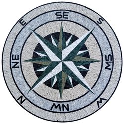Mosaik Kompass Grün Kompassrose