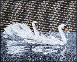 Pond Swans Mosaic Art