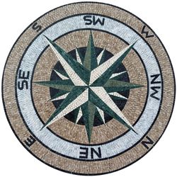 Mosaik Kompass Grün Braun