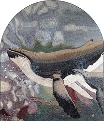 Humpback Whale Arched Mosaic Wall Art