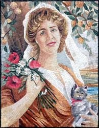Женщина с кошкой, мозаика