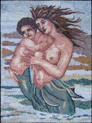 Mermaid Mother and Child Mosaic