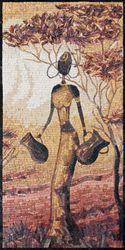 Woman Carrying Water Pitchers Mosaic