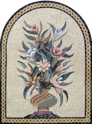 Mosaik Blumen Strauß Vase Rundbogen