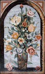 Букет цветов в проеме, мозаика
