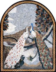Павлины, мозаика арочной формы