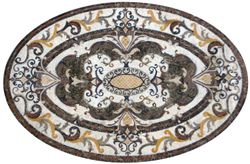 Ornate Oval Rug Mosaic