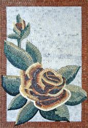Singular Blooming Rose with Border Mosaic Wall Art