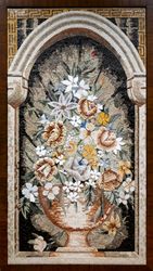 Framed Flowers in a Copper Vase Mosaic
