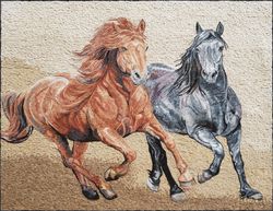 Galloping Black and Brown Horse Mosaic