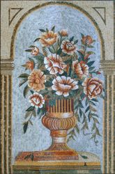 Mosaik Blumenstrauß am Fenster