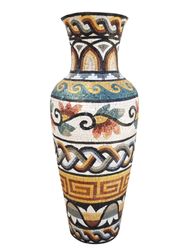 Multi-Patterned Mosaic Clay Vase