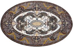 Ornate Oval-Shaped Rug Mosaic