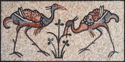 Two Colorful Cranes Mosaic