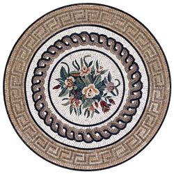 Flowers with Greek Key Mosaic