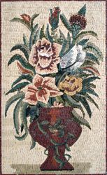 Burgundy Vase of Flowers Mosaic