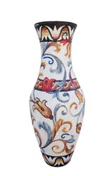 Colorful Multi-Patterned Mosaic Clay Vase