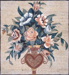 Flowers in a Heart Vase Mosaic