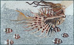 Русалка с рыбами, мозаика