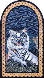 Weißer Tiger bei Nacht Mosaik
