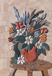 Embossed Vase of Flowers Mosaic