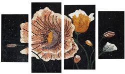 Four-Piece Flower Art Mosaic