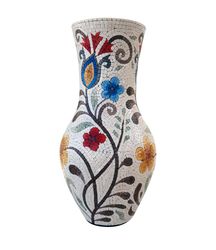 Swirling Floral Design Mosaic Clay Vase