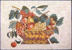 Gold Basket of Fruit Mosaic