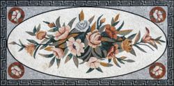Decorative Rose Motif Rug Mosaic