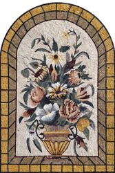Flowers Under an Arch Mosaic