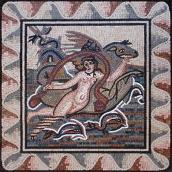 Wassernixe auf einem Nilpferd Mosaik