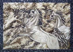Mosaic Laufende Weiße Pferde