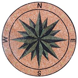 Mosaik Dunkelgrün Kompassrose