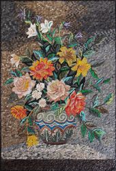 Patterned Vase of Flowers Mosaic