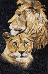 Portrait of Lion and Lioness Mosaic