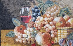Fruit and Red Wine Still-Life Mosaic