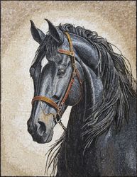 Portrait of a Black Horse Mosaic
