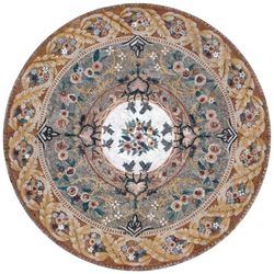 Round Floral Rug Mosaic