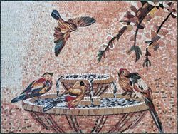 Mosaik Vögel an einer Tränke
