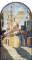 A Mosque on an Old City Street Mosaic Wall Art