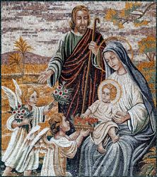 Angels Visiting Baby Jesus Mosaic