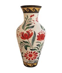 Red Flower Mosaic Clay Vase