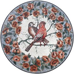Songbirds with Floral Border Mosaic