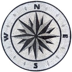 Round Grey Compass Mosaic