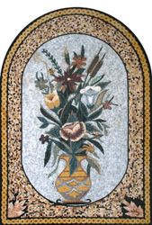 Rundbogen goldene Blumenvase Mosaik
