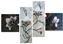 White Flower Tetraptych Mosaic