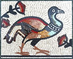 Утка и цветы, мозаика